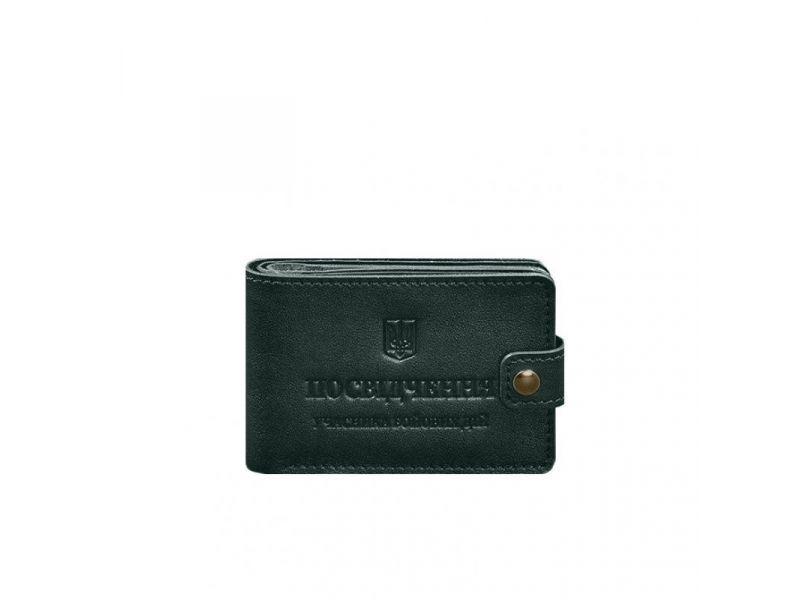 Кожаная обложка-портмоне для удостоверения участника боевых действий (УБД) Зеленая, фото 7