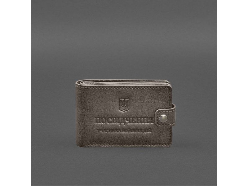 Кожаная обложка-портмоне для удостоверения участника боевых действий (УБД) Темно-бежевая, фото 6