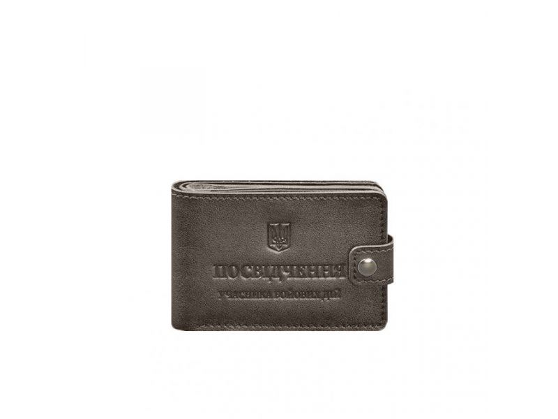 Кожаная обложка-портмоне для удостоверения участника боевых действий (УБД) Темно-бежевая, фото 7