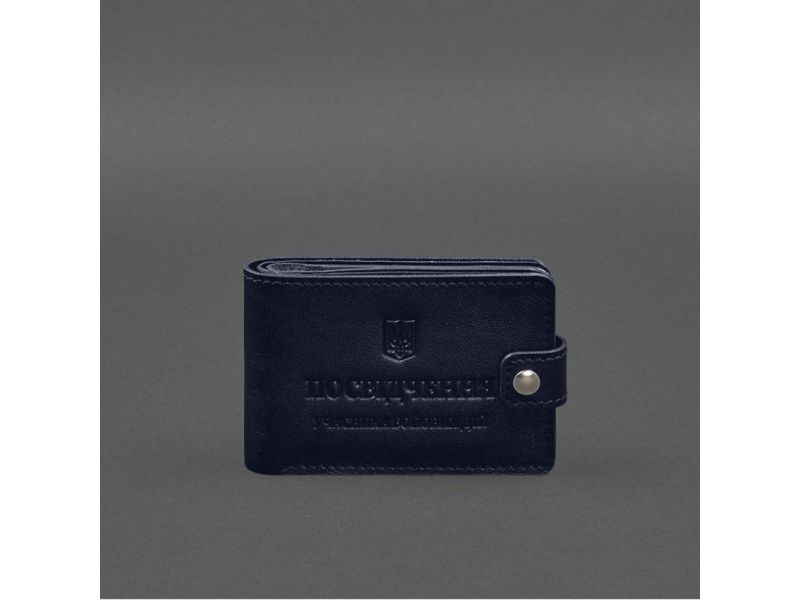 Кожаная обложка-портмоне для удостоверения участника боевых действий (УБД) Синяя, фото 6