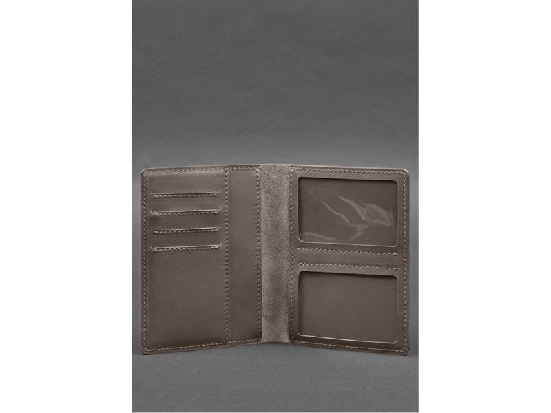 Кожаная обложка-органайзер для документов 6.1 темно-бежевый краст, фото 2