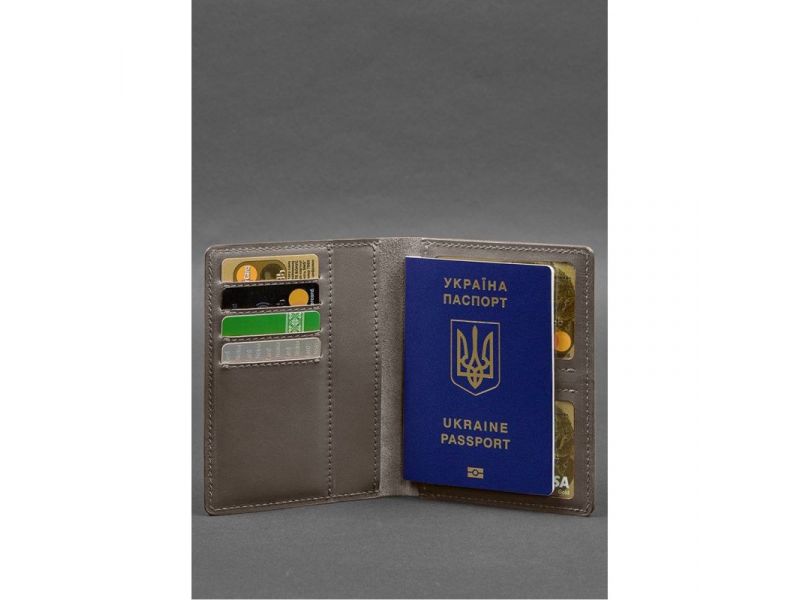 Кожаная обложка-органайзер для документов 6.1 темно-бежевый краст, фото 5