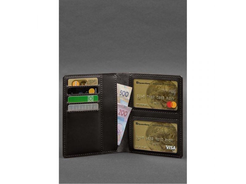 Кожаная обложка-органайзер для документов 6.1 темно-коричневый краст, фото 3