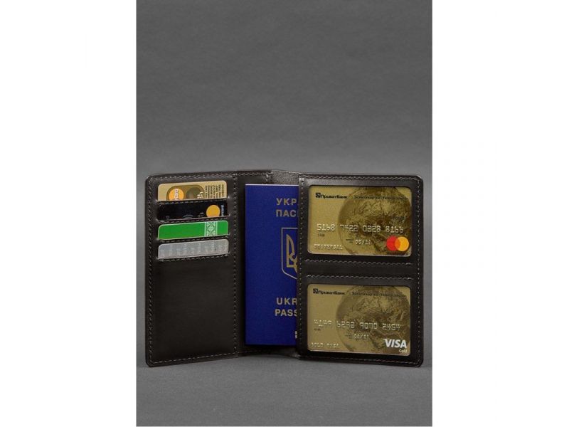 Кожаная обложка-органайзер для документов 6.1 темно-коричневый краст, фото 4