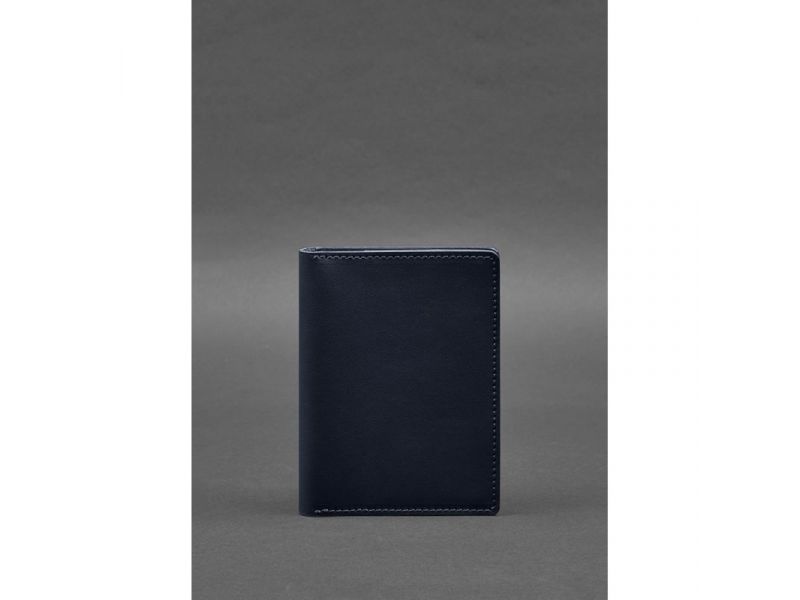 Кожаная обложка-органайзер для документов 6.1 темно-синий краст, фото 1