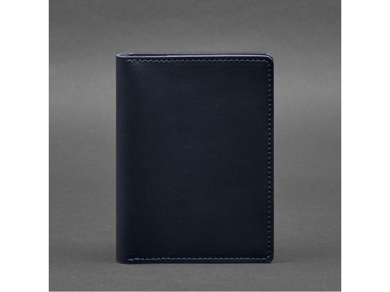 Кожаная обложка-органайзер для документов 6.1 темно-синий краст, фото 7