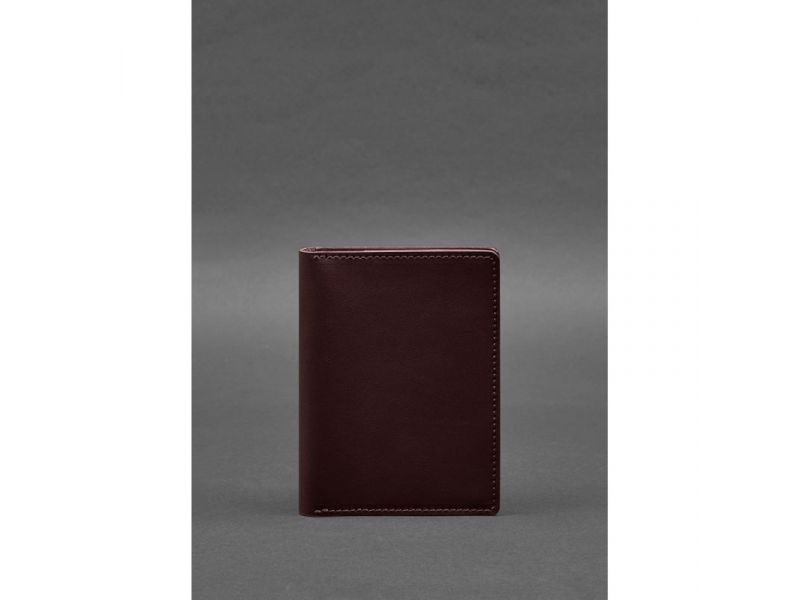 Кожаная обложка-органайзер для документов 6.1 бордовый краст, фото 1