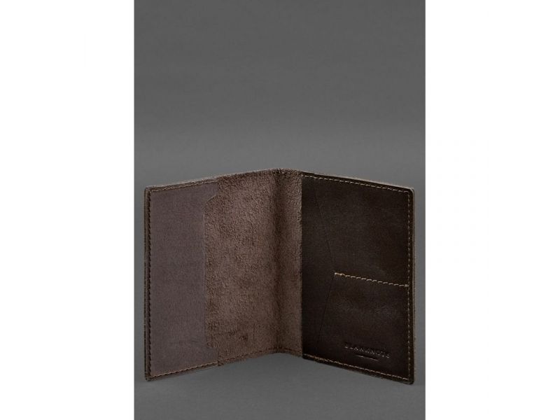 Кожаная обложка для военного билета с карманами 7.2 темно-коричневая, фото 2