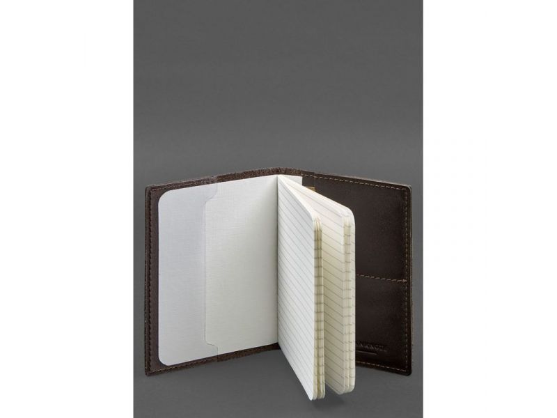 Кожаная обложка для военного билета с карманами 7.2 темно-коричневая, фото 6