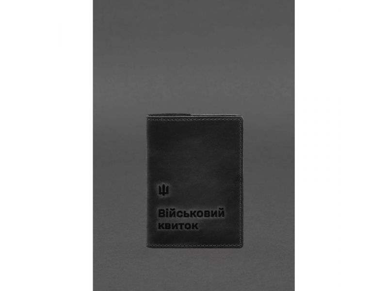 Кожаная обложка для военного билета 7.3 черный Crazy Horse, фото 1