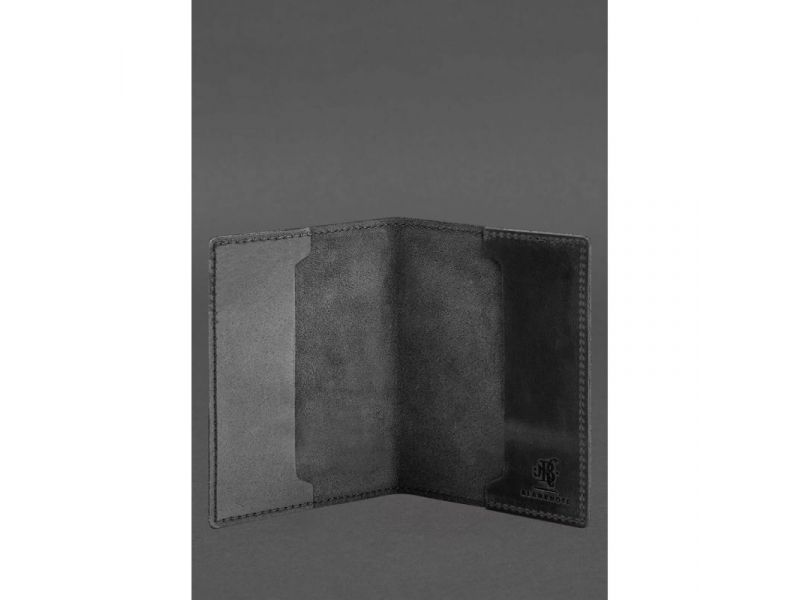 Кожаная обложка для военного билета 7.3 черный Crazy Horse, фото 2