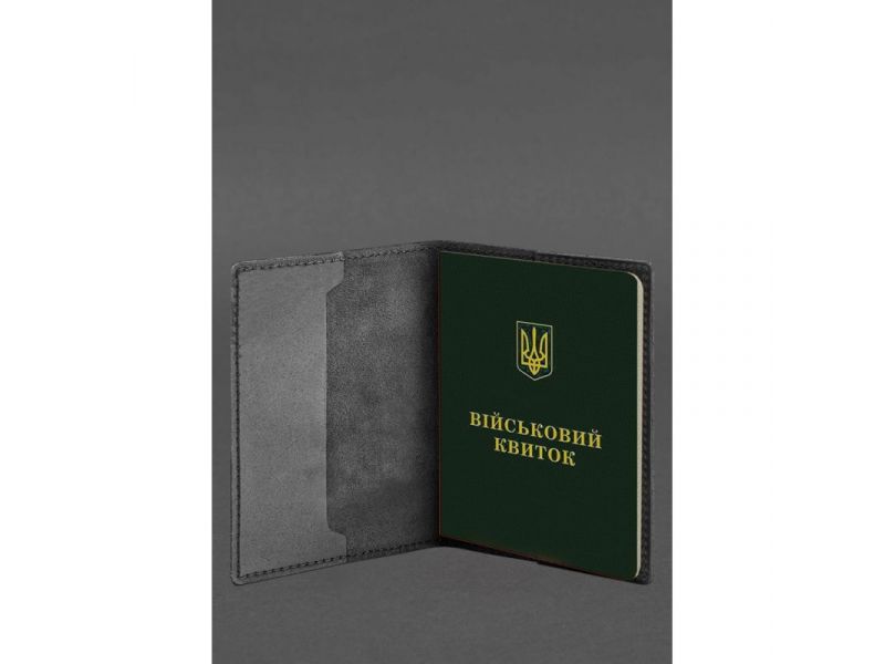 Кожаная обложка для военного билета 7.3 черный Crazy Horse, фото 3