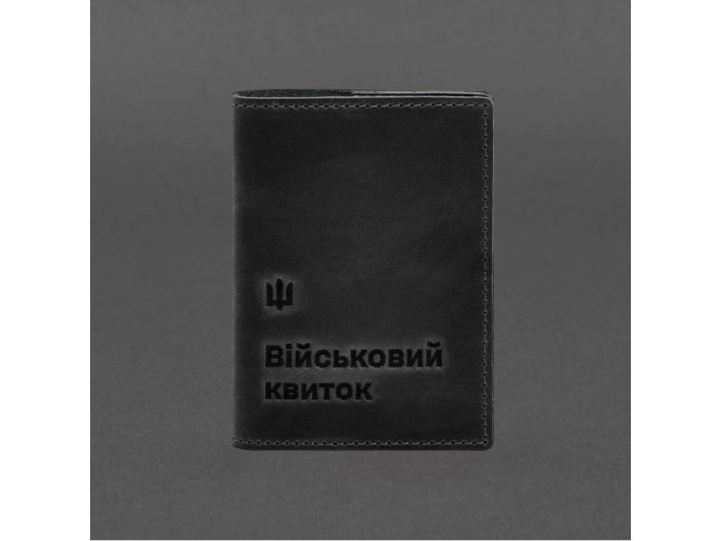 Кожаная обложка для военного билета 7.3 черный Crazy Horse, фото 8