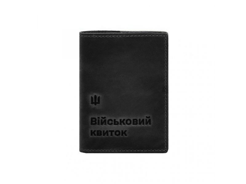 Кожаная обложка для военного билета 7.3 черный Crazy Horse, фото 9