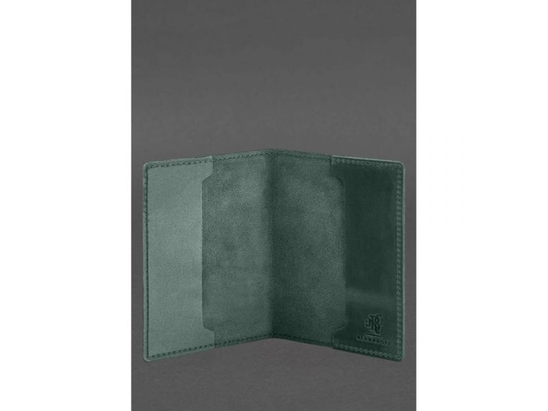 Кожаная обложка для военного билета 7.3 зеленый Crazy Horse, фото 3