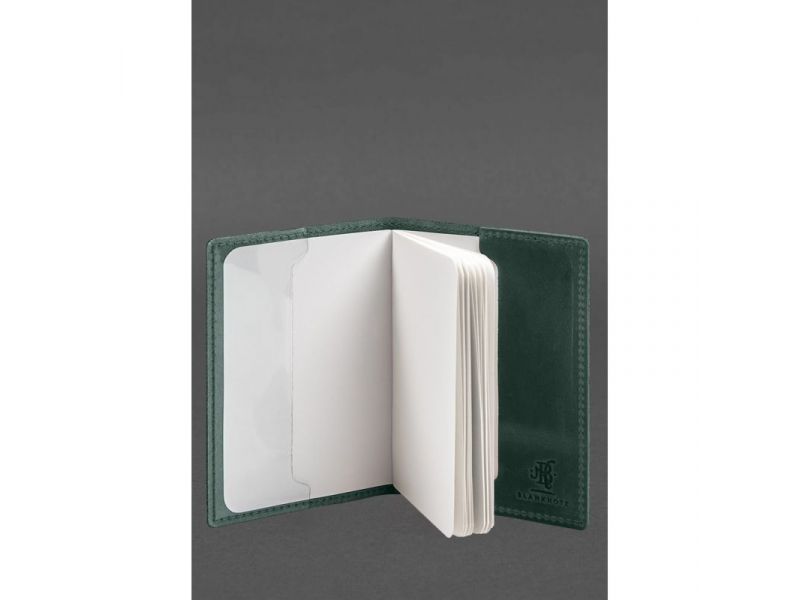 Кожаная обложка для военного билета 7.3 зеленый Crazy Horse, фото 6
