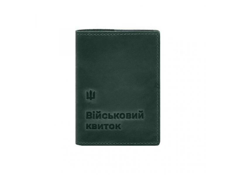 Кожаная обложка для военного билета 7.3 зеленый Crazy Horse, фото 10