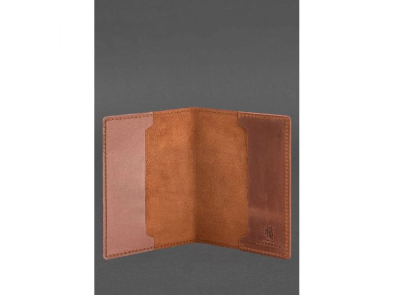 Кожаная обложка для военного билета 7.3 светло-коричневая Crazy Horse, фото 3