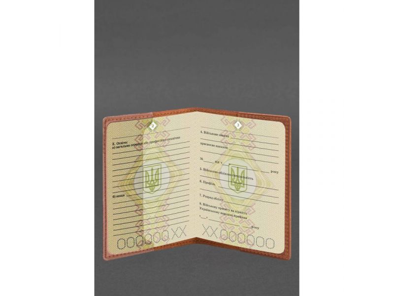 Кожаная обложка для военного билета 7.3 светло-коричневая Crazy Horse, фото 5