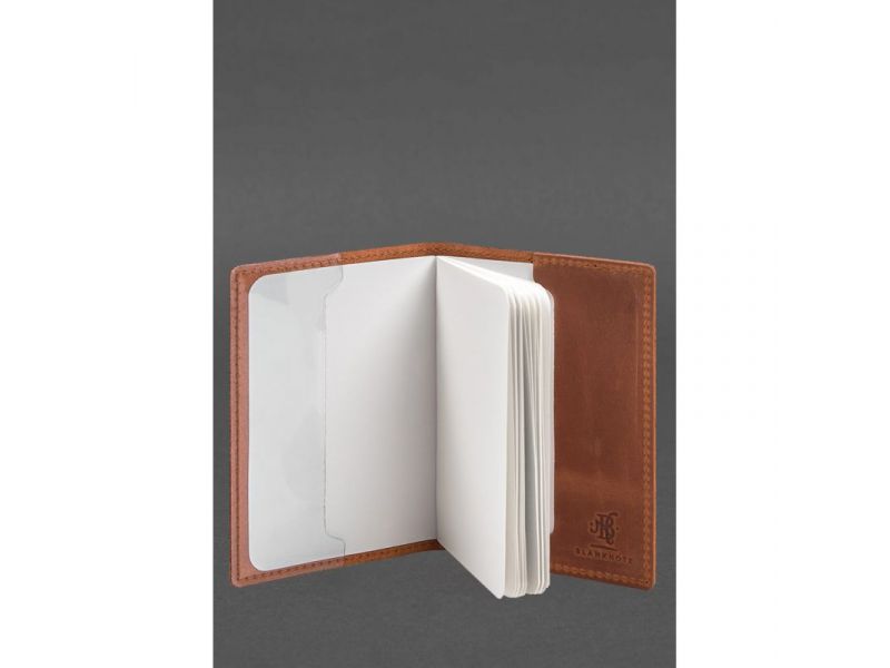 Кожаная обложка для военного билета 7.3 светло-коричневая Crazy Horse, фото 6