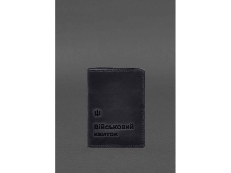 Кожаная обложка для военного билета 7.3 синий Crazy Horse, фото 1