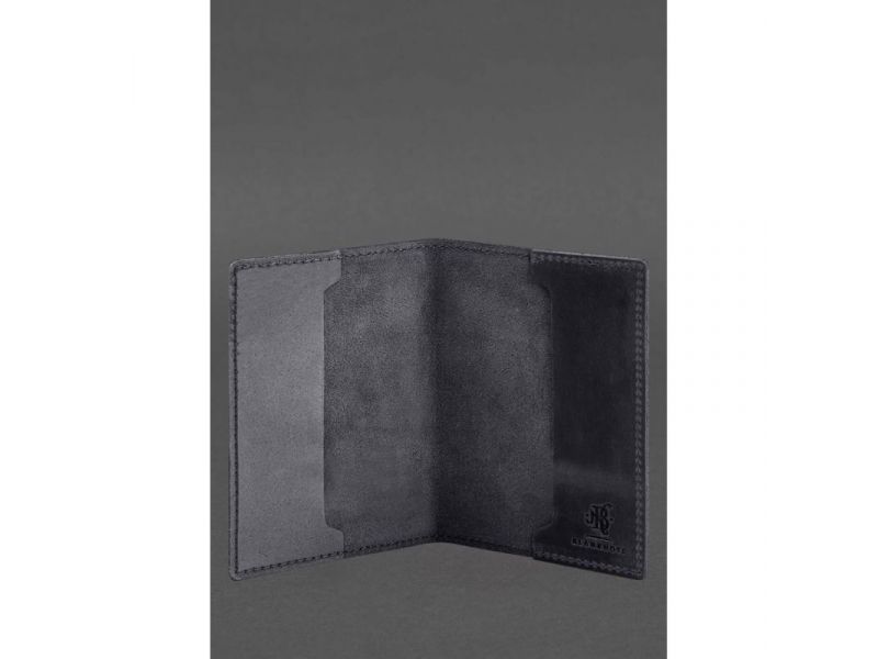 Кожаная обложка для военного билета 7.3 синий Crazy Horse, фото 2