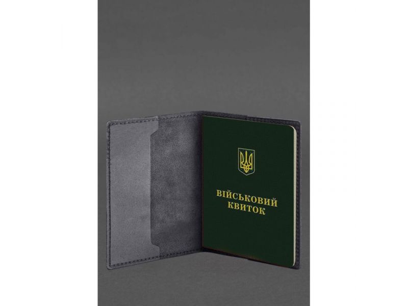 Кожаная обложка для военного билета 7.3 синий Crazy Horse, фото 3