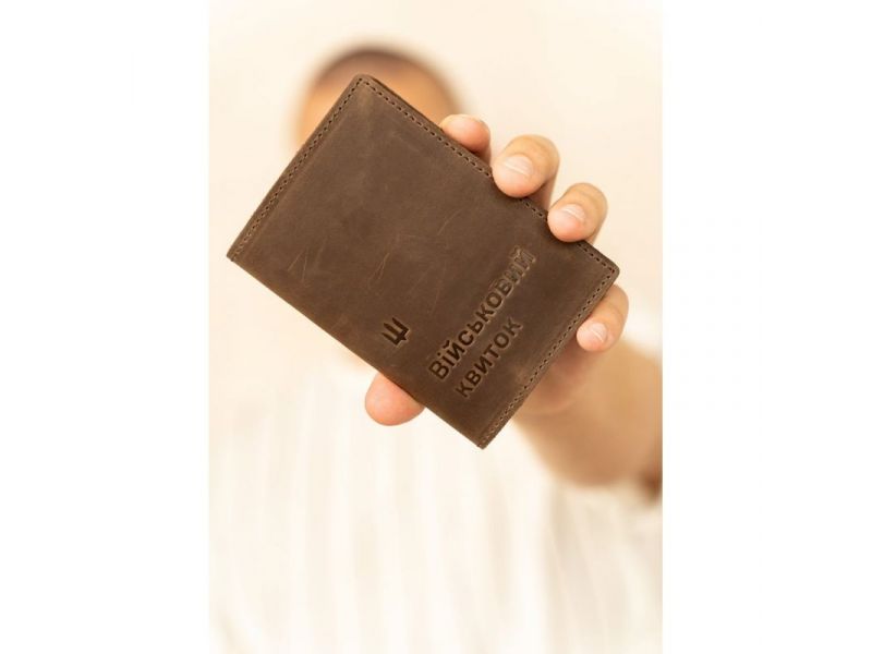 Кожаная обложка для военного билета 7.3 темно-коричневый Crazy Horse, фото 1