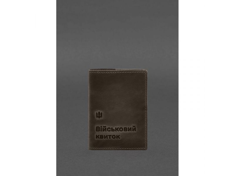 Кожаная обложка для военного билета 7.3 темно-коричневый Crazy Horse, фото 2