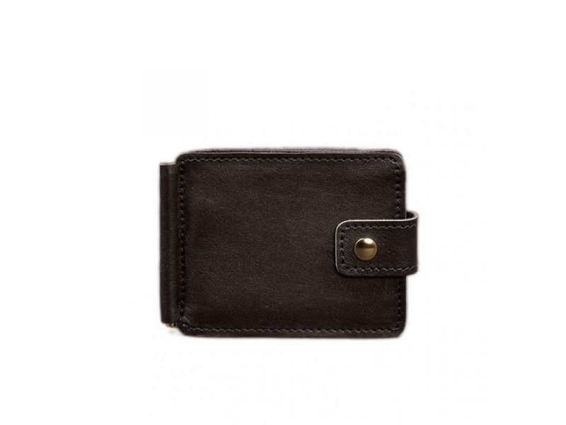 Кожаное портмоне 13.1 зажим с хлястиком темно-коричневый краст, фото 10
