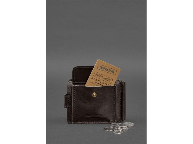 Кожаное портмоне 13.1 зажим с хлястиком темно-коричневый краст, фото 7