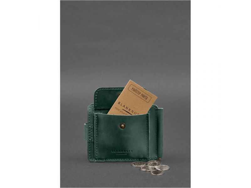 Кожаное портмоне 13.1 зажим с хлястиком Зеленый Crazy Horse, фото 7