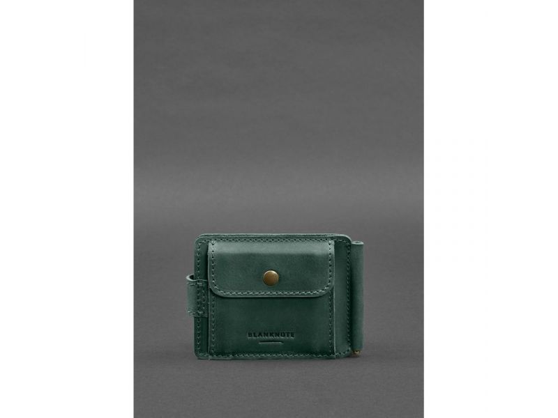 Кожаное портмоне 13.1 зажим с хлястиком Зеленый Crazy Horse, фото 8