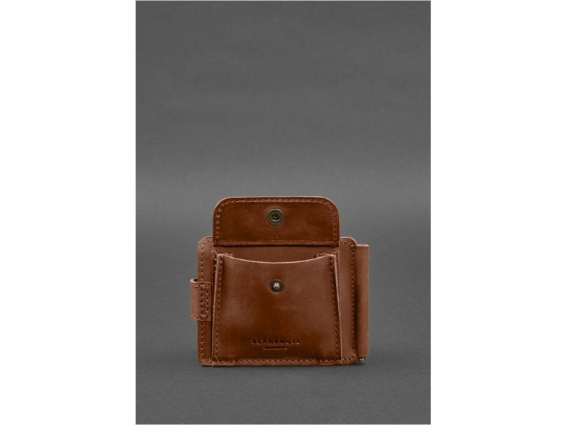 Кожаное портмоне 13.1 зажим с хлястиком светло-коричневое Crazy Horse, фото 6