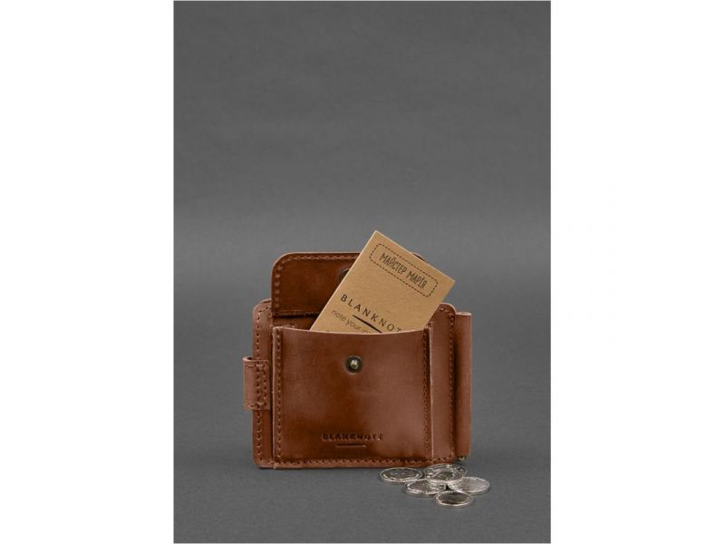 Кожаное портмоне 13.1 зажим с хлястиком светло-коричневое Crazy Horse, фото 7