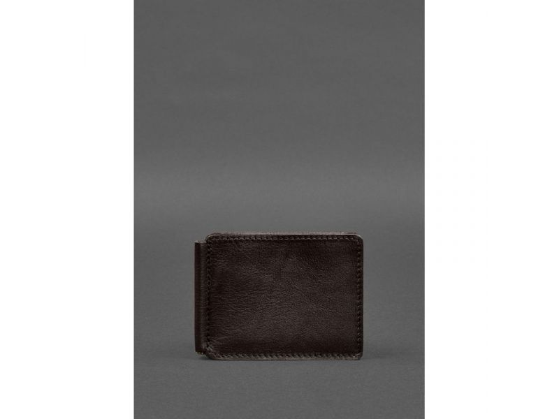 Кожаное портмоне 13.0 зажим темно-коричневый краст, фото 1