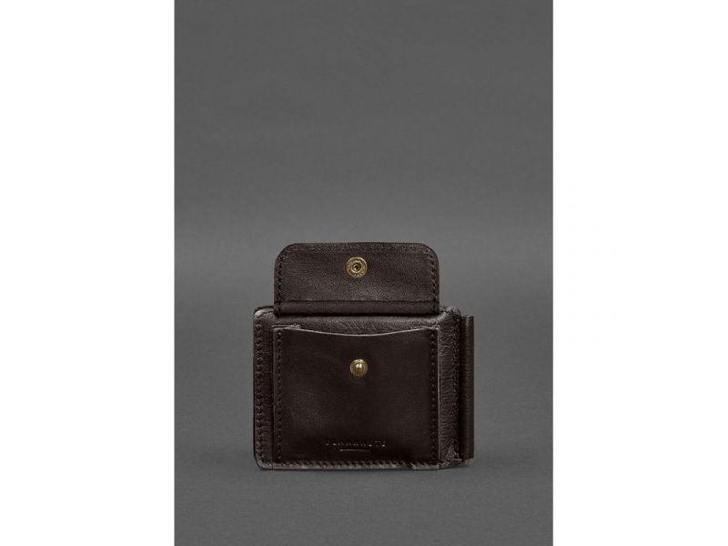 Кожаное портмоне 13.0 зажим темно-коричневый краст, фото 6