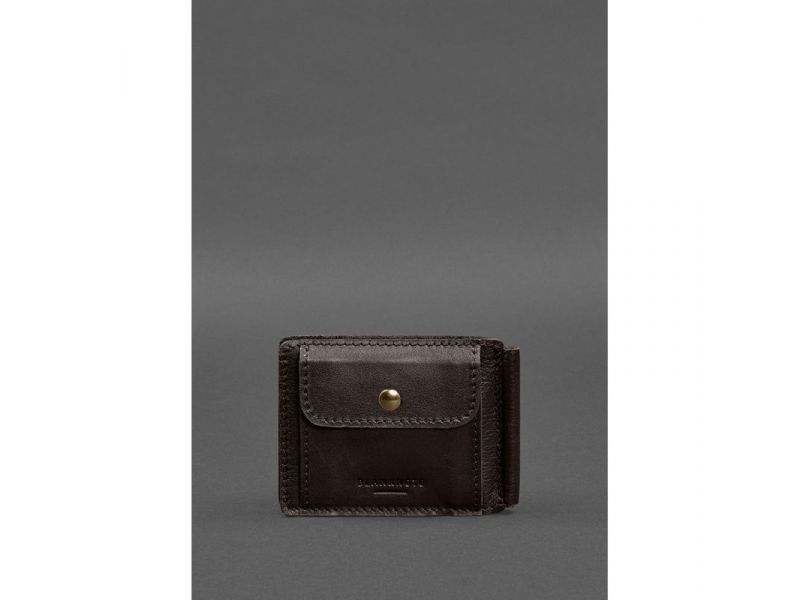 Кожаное портмоне 13.0 зажим темно-коричневый краст, фото 8