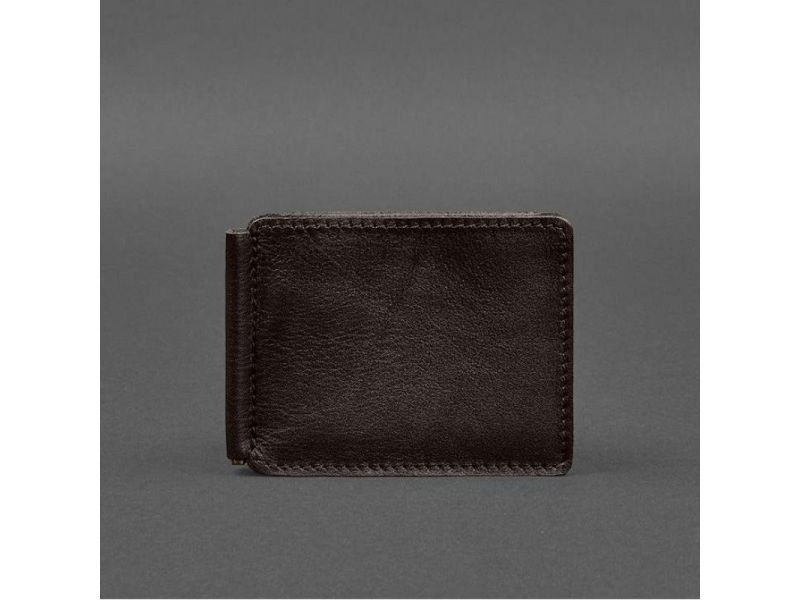 Кожаное портмоне 13.0 зажим темно-коричневый краст, фото 9