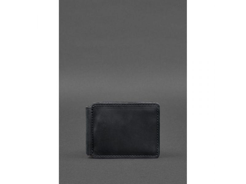 Кожаное портмоне 13.0 зажим Черный Crazy Horse, фото 1