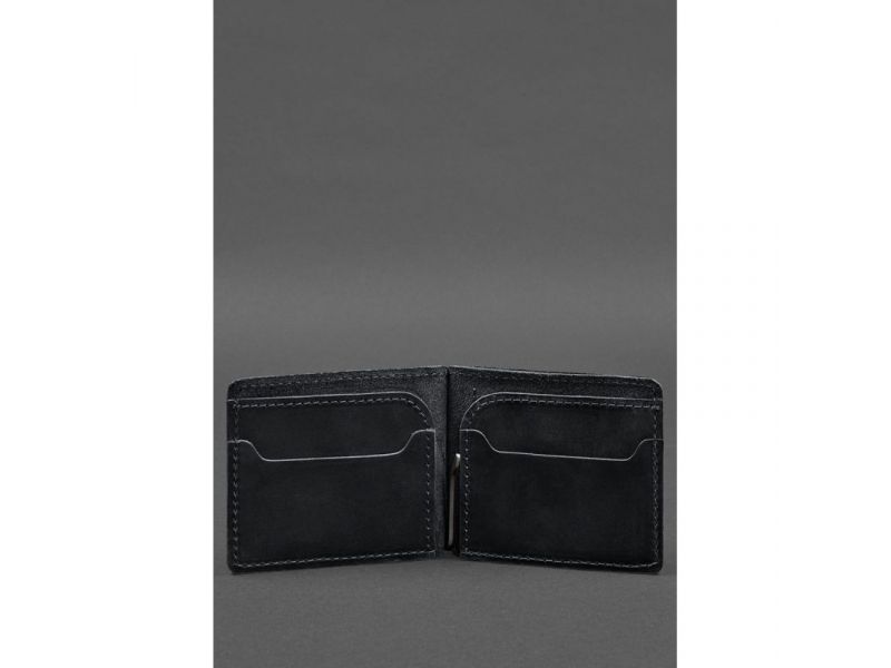 Кожаное портмоне 13.0 зажим Черный Crazy Horse, фото 4