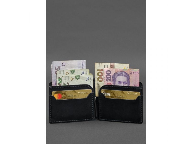 Кожаное портмоне 13.0 зажим Черный Crazy Horse, фото 2