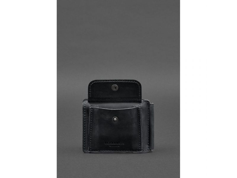 Кожаное портмоне 13.0 зажим Черный Crazy Horse, фото 6