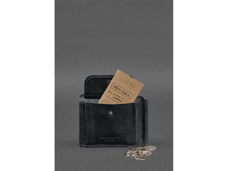 Кожаное портмоне 13.0 зажим Черный Crazy Horse, фото 7