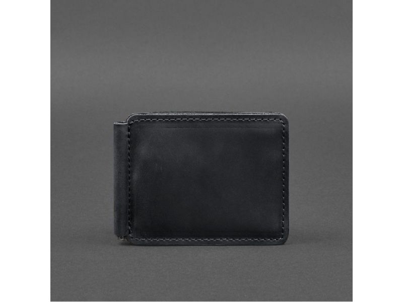 Кожаное портмоне 13.0 зажим Черный Crazy Horse, фото 9