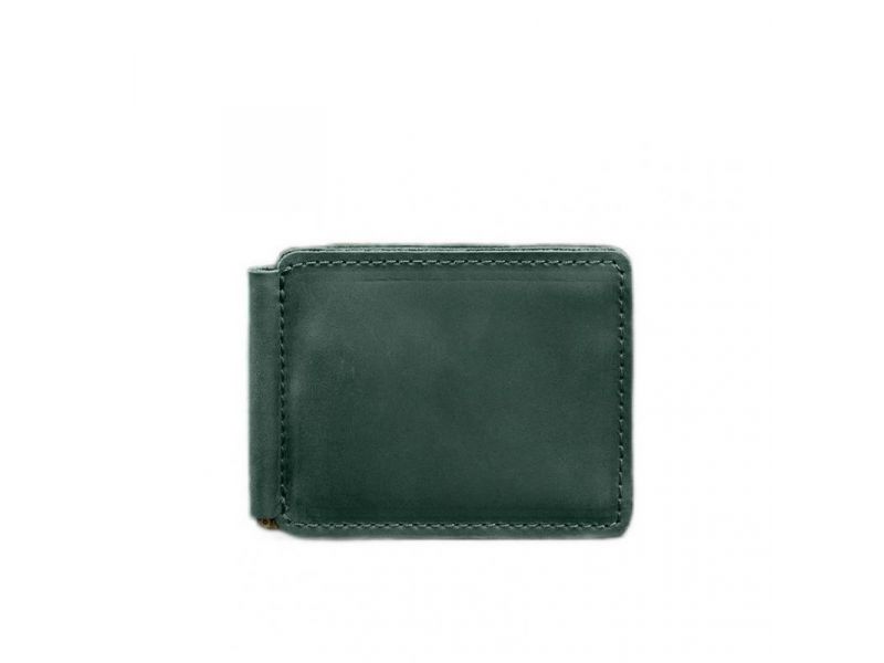 Кожаное портмоне 13.0 зажим Зеленый Crazy Horse, фото 10