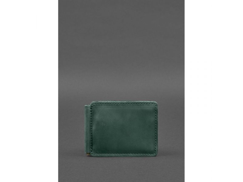 Кожаное портмоне 13.0 зажим Зеленый Crazy Horse, фото 1