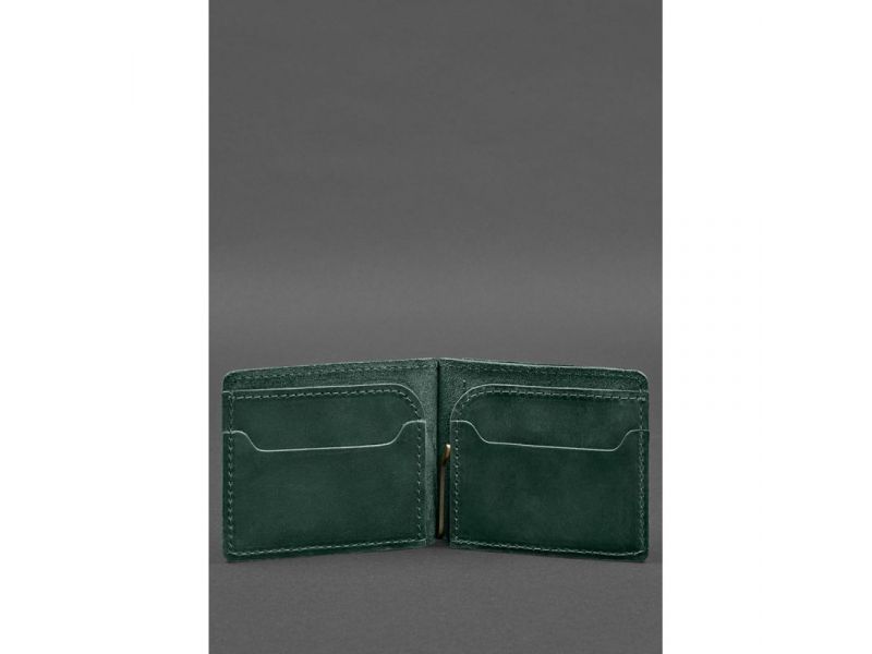 Кожаное портмоне 13.0 зажим Зеленый Crazy Horse, фото 4