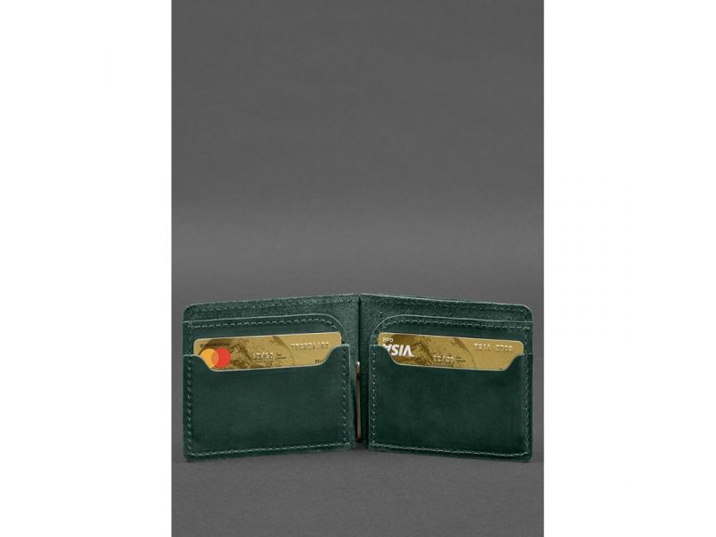 Кожаное портмоне 13.0 зажим Зеленый Crazy Horse, фото 3