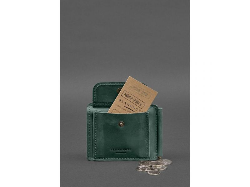 Кожаное портмоне 13.0 зажим Зеленый Crazy Horse, фото 7